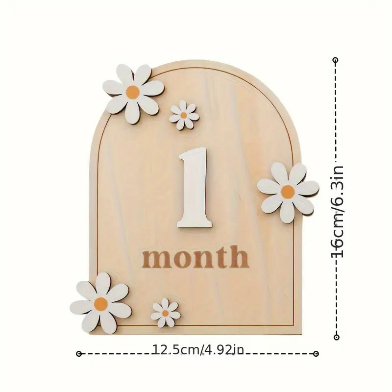 2. Double sided Wooden Monthly Milestone card