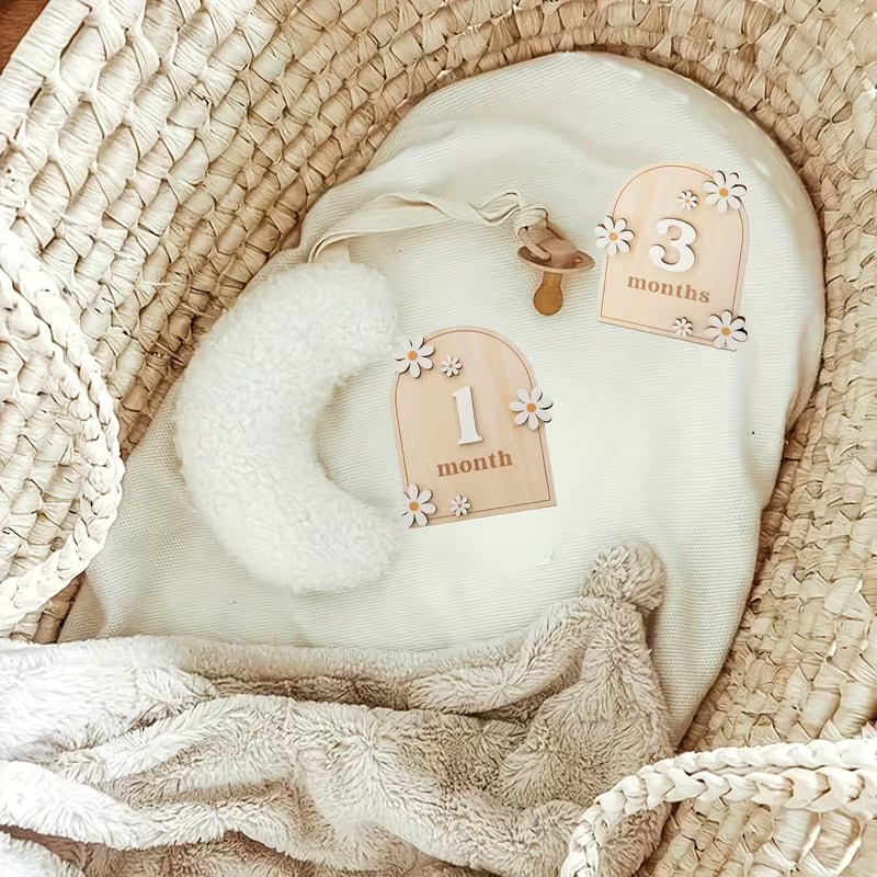 2. Double sided Wooden Monthly Milestone card