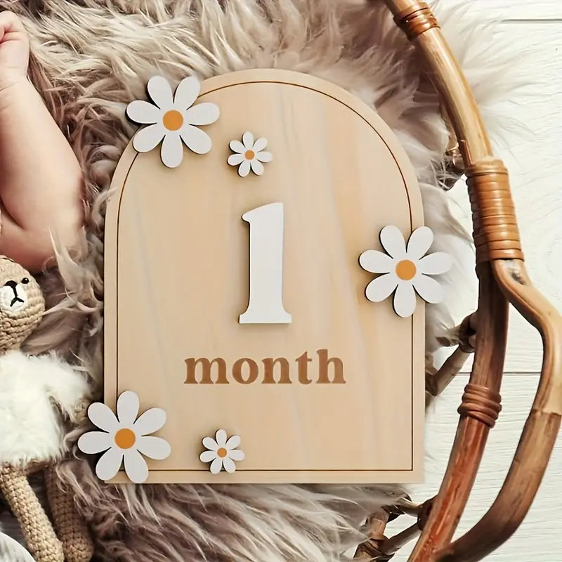 2. Double sided Wooden Monthly Milestone card